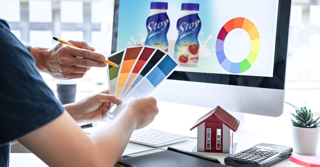 Proceso de selección de colores para diseño gráfico de empaque de bebidas